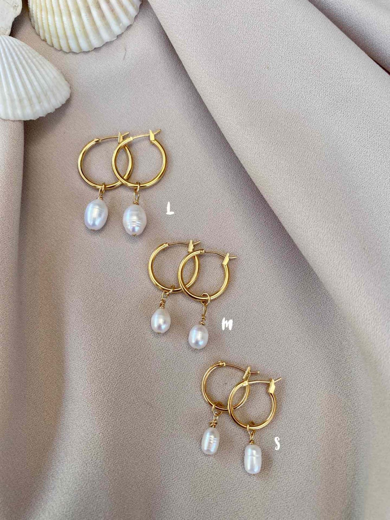 עגילי Large Gypsy Pearl Gold זהב