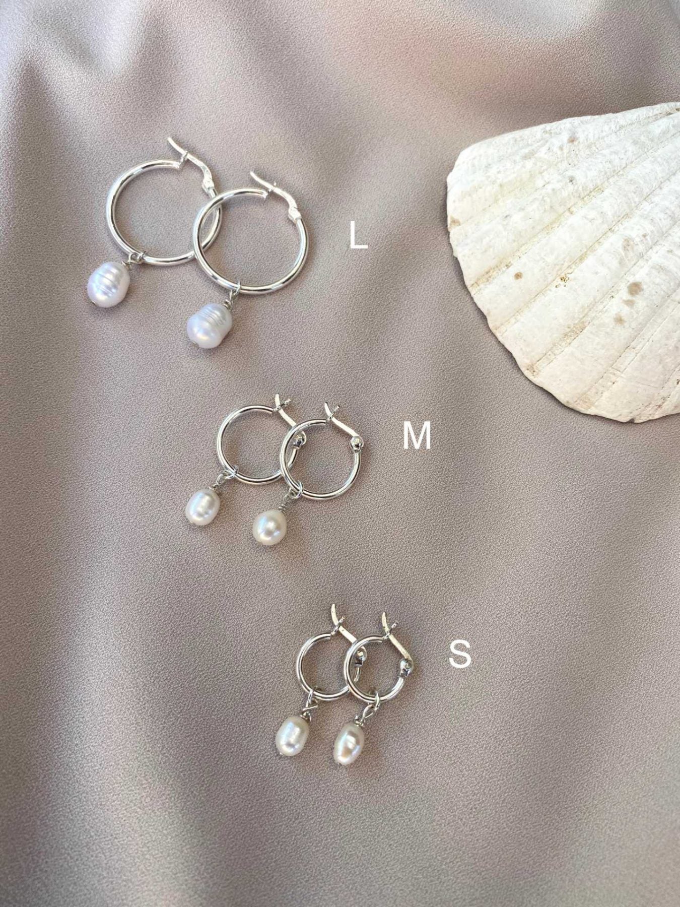 עגילי Medium Gypsy Pearl כסף