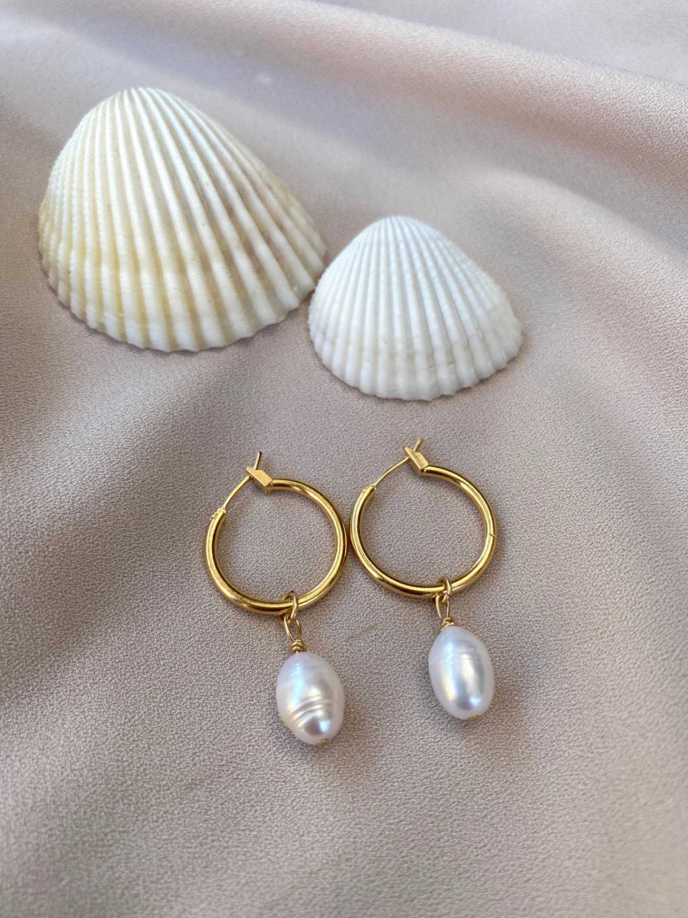 עגילי Large Gypsy Pearl Gold זהב